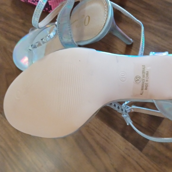 2 pairs, Olivia , shoes, high heels, snake, pink, silver studded, size 10, - Picture 7 of 7